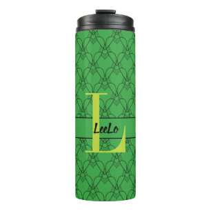 Bouteilles Isothermes Coeurs verts Monogramme et nom personnalisés