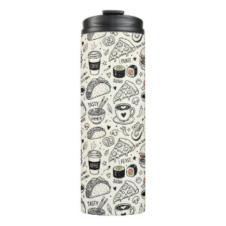 Bouteilles Isothermes Coffee & Café Doodle Pattern –Cute Hand Drawn Food