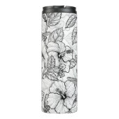 Bouteilles Isothermes Colibris et fleurs d'hibiscus b&w (Dos)