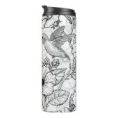 Bouteilles Isothermes Colibris et fleurs d'hibiscus b&w (Tourné sur la droite)