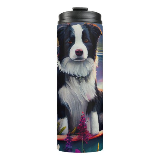 Bouteilles Isothermes Collie frontalier sur une pagaie : une aventure Pi (Devant)