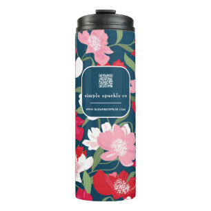 Bouteilles Isothermes Coloré Rouge Floral Business QR Code Bleu