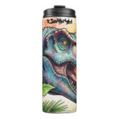 Bouteilles Isothermes Colorful Dinosaur Tropical Leaves Roaring (Devant)