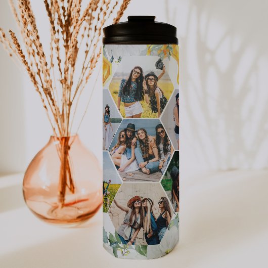 Bouteilles Isothermes Combe de miel floral | Collage photo et monogramme