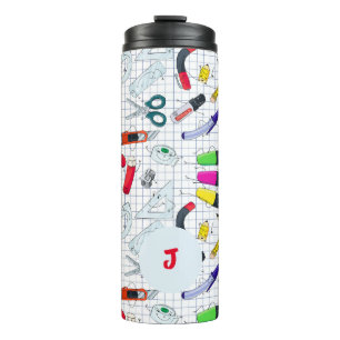 Bouteilles Isothermes Conception amusante avec fournitures scolaires. In