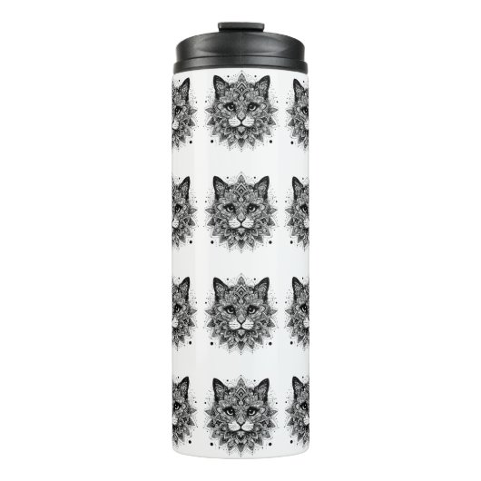 Bouteilles Isothermes Conception de chat à motif mandala (Devant)