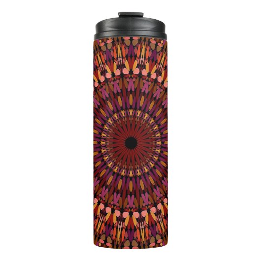 Bouteilles Isothermes Conception de mandala marron floral (Devant)