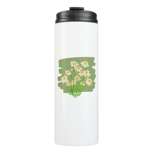 Bouteilles Isothermes Conception florale rustique sur fond vert (Devant)