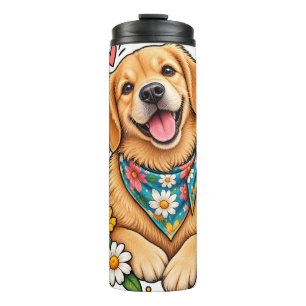 Bouteilles Isothermes Conception numérique de Golden Retriever floral mi