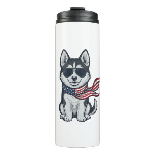 Bouteilles Isothermes Conception vectorielle vintage d'un chiot husky pa