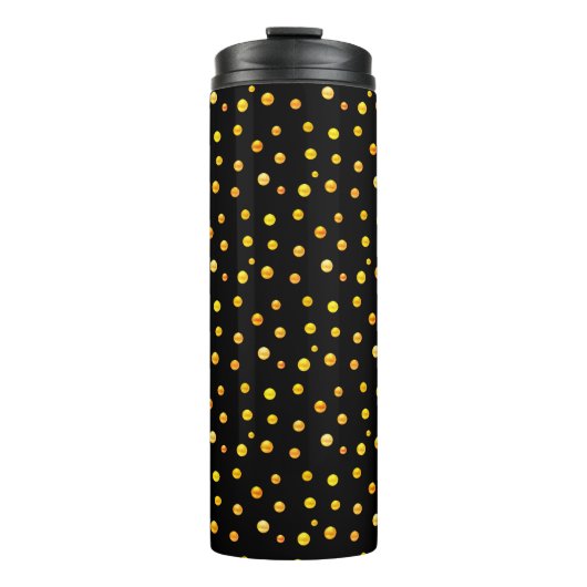 Bouteilles Isothermes Confettis dorés sur fond noir (Devant)