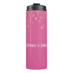 Bouteilles Isothermes Confettis scintillants or rose girly