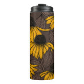 Bouteilles Isothermes Confleurs jaunes sur brun foncé (Devant)