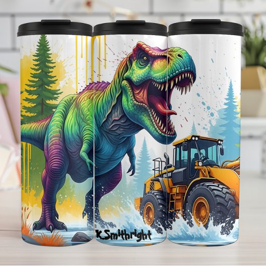 Bouteilles Isothermes Confrontation du chargeur jaune dinosaure arc-en-c