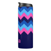 Bouteilles Isothermes Cool Bleu rose Chevron Monogramme Thermal Tumbler (Tourné sur la droite)