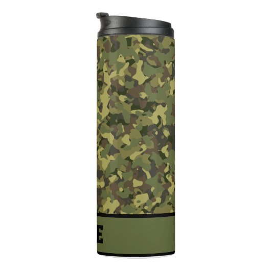 Bouteilles Isothermes Cool Camo Vert Nom robuste Café personnalisé (Tourné sur la droite)