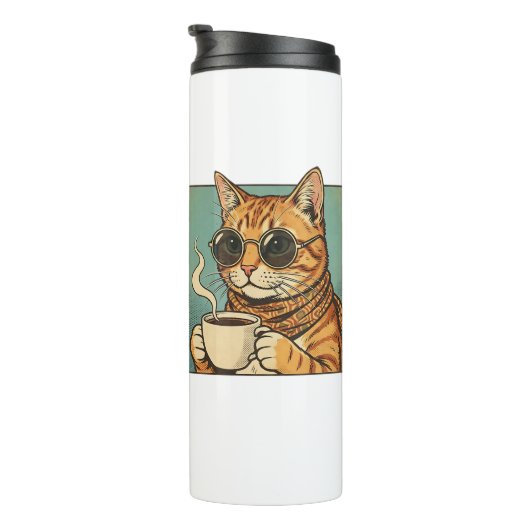 Bouteilles Isothermes Cool Cat Coffee Retro Style Design for Cat Lovers (Tourné sur la droite)
