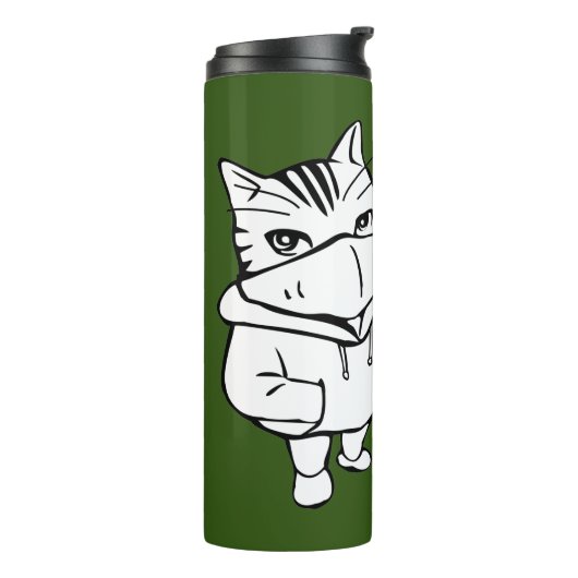 Bouteilles Isothermes Cool Cats Line Drawing Wearing Face Masks Drinking (Tourné sur la gauche)
