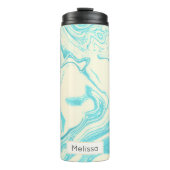 Bouteilles Isothermes Cool marbre design en Turquoise et Crème sur mesur (Devant)