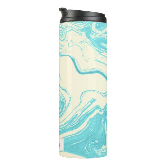 Bouteilles Isothermes Cool marbre design en Turquoise et Crème sur mesur (Tourné sur la droite)
