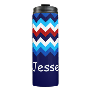 Bouteilles Isothermes Cool Rouge Blanc Bleu Chevrons Monogram Tumbler