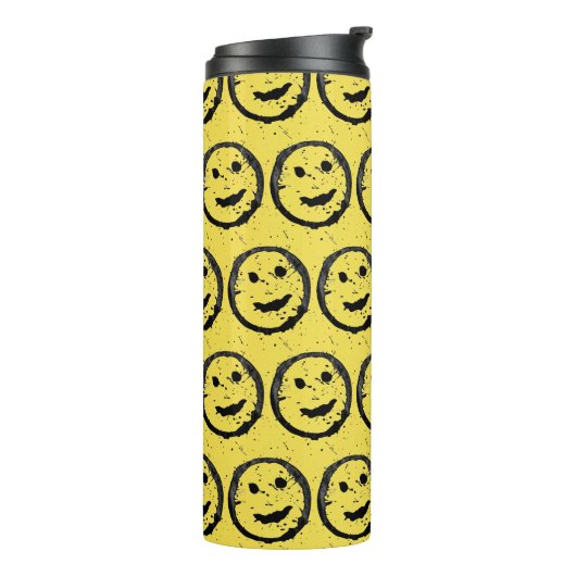 Bouteilles Isothermes Cool Sardé Joyeux visage souriant motif jaune (Tourné sur la gauche)