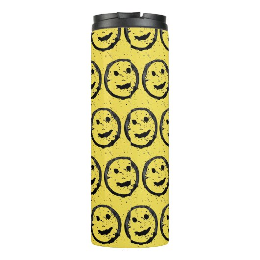 Bouteilles Isothermes Cool Sardé Joyeux visage souriant motif jaune (Dos)