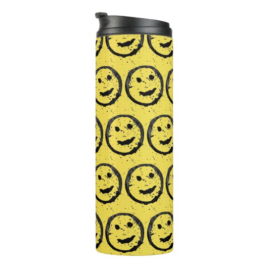 Bouteilles Isothermes Cool Sardé Joyeux visage souriant motif jaune (Tourné sur la droite)