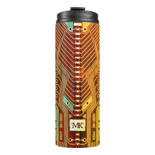 Bouteilles Isothermes Cool Turquoise Jaune Unique Retro Steampunk Monogr (Devant)