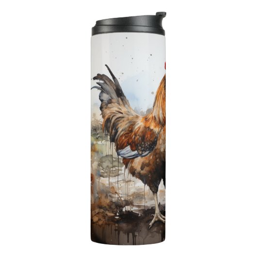 Bouteilles Isothermes Coq Devant une grange (Tourné sur la gauche)