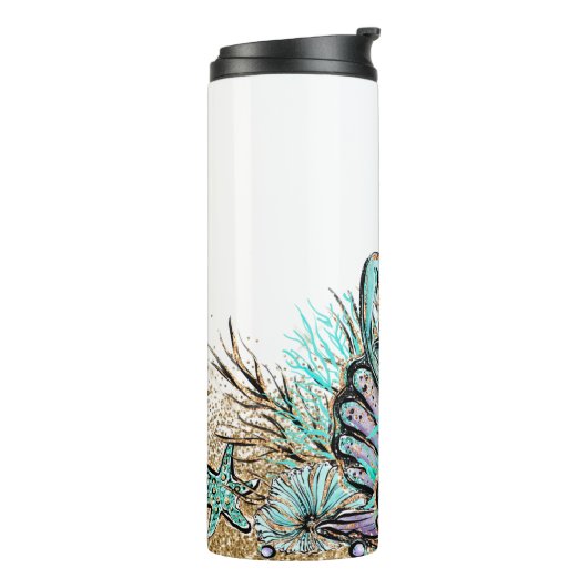 Bouteilles Isothermes *~* Coques Monogramme Parties scintillant Sirène T (Tourné sur la gauche)