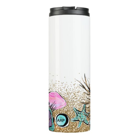 Bouteilles Isothermes *~* Coques Monogramme Parties scintillant Sirène T (Dos)