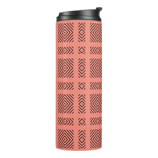 Bouteilles Isothermes Corail avec motif géométrique noir (Tourné sur la gauche)