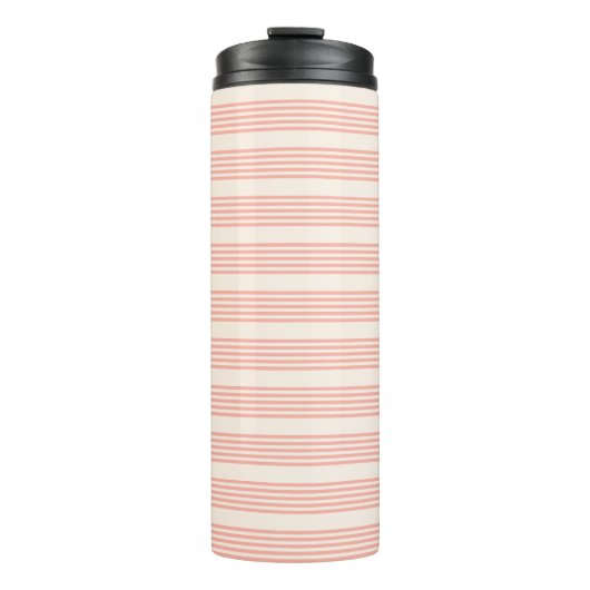 Bouteilles Isothermes Corail et beige cinq rayures motif (Devant)