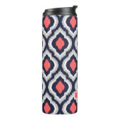 Bouteilles Isothermes Corail gris et marine Ikat Monogramme marocain (Tourné sur la gauche)