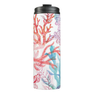 Bouteilles Isothermes Coraux aquarelles : motif du monde sous-marin.