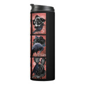 Bouteilles Isothermes Corbeaux et corbeaux rose noirs collage d'art goth (Tourné sur la droite)