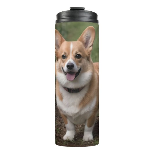 Bouteilles Isothermes Corgi Dans Les Roses Rose, (Devant)