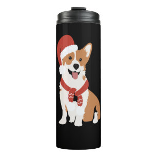 Bouteilles Isothermes Corgi portant un chapeau de santa