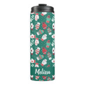 Bouteilles Isothermes Cosy hiver Noël Mittens Motif en vert (Devant)