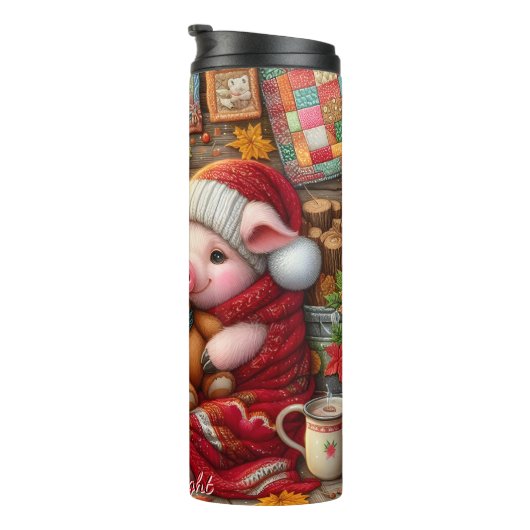 Bouteilles Isothermes Cosy Pig avec ours en peluche (Tourné sur la droite)