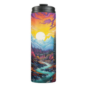 Bouteilles Isothermes Coucher de soleil dans les montagnes paysage natur