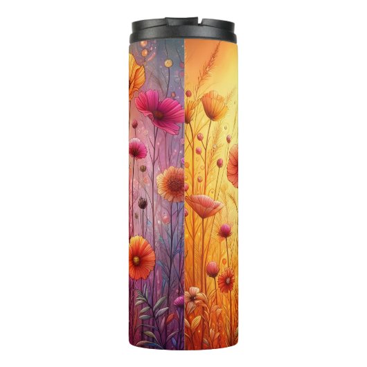 Bouteilles Isothermes Coucher de soleil de champ Fleur sauvage dynamique (Dos)