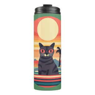 Bouteilles Isothermes Coucher de soleil rétro Vert CatArt