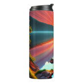 Bouteilles Isothermes Coucher De Soleil Tropical Island Palm Tree Sur La (Tourné sur la gauche)