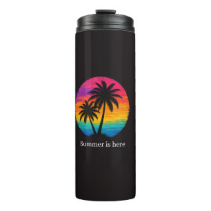 Bouteilles Isothermes Coucher de soleil tropical Palmiers Design Rétro