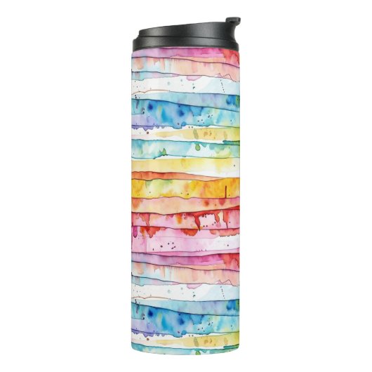 Bouteilles Isothermes Couches d'aquarelle Abstrait rouge, bleu, jaune (Tourné sur la gauche)