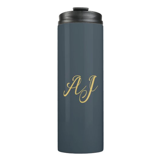 Bouteilles Isothermes Couleur Or Charbon Monogramme Initial Professionne (Devant)