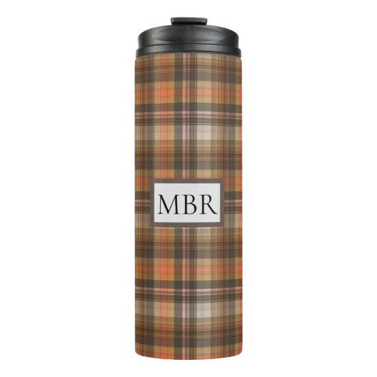 Bouteilles Isothermes Couleurs d'automne Plaid Ajouter un monogramme (Devant)