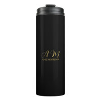 Couleurs d'or noir Monogramme Lettre initiale Nom